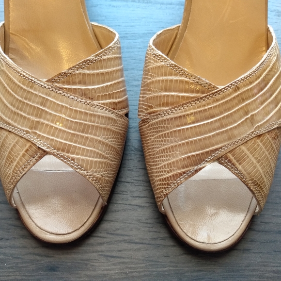 🔴 SALE Bruno Magli Strappy Leather Snakeskin Heels Size 6 Narrow - Picture 6 of 10